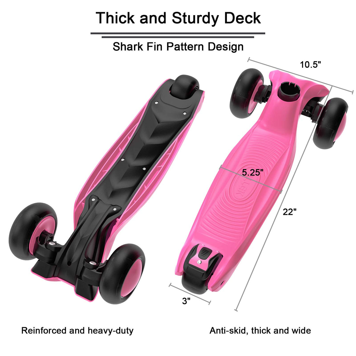 Kick Scooter 3-Wheeled Push Scooter with Light-Up Wheels T30988