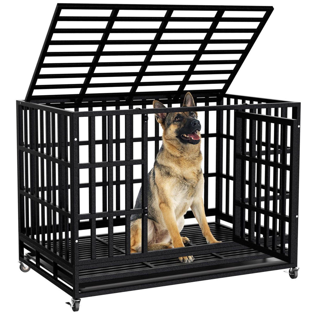 48 Inch Heavy Duty Dog Crate Kennel with Wheels N654492