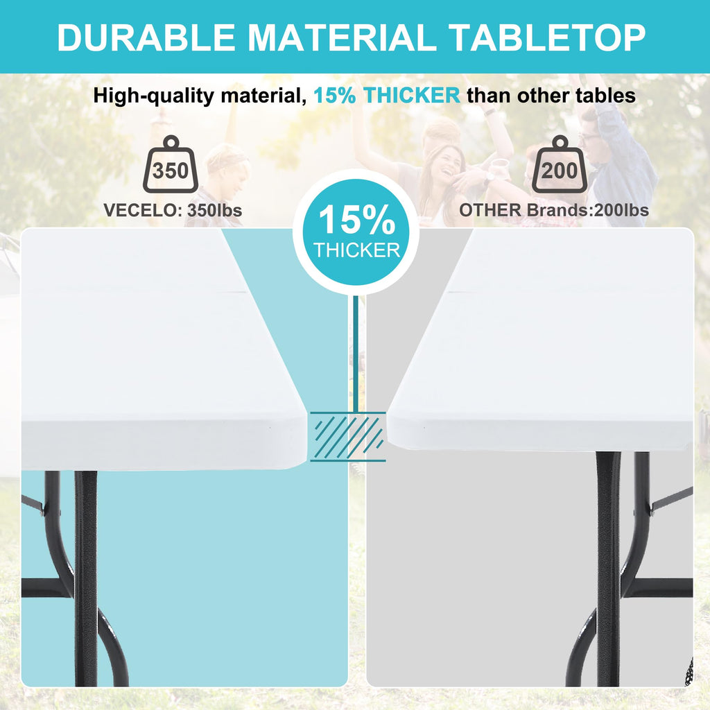 6Ft White Folding Picnic Table N118963