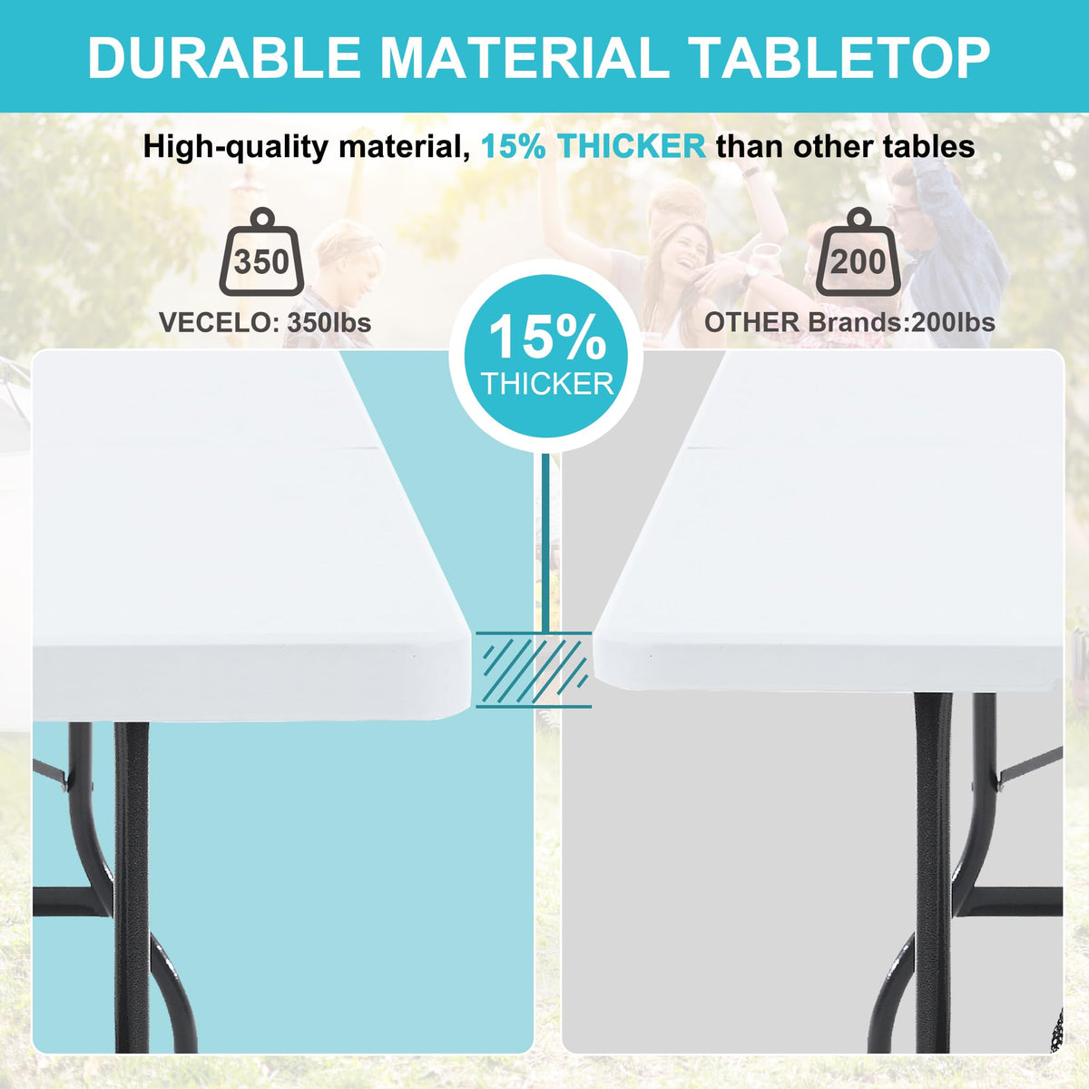 6Ft White Folding Picnic Table N118963