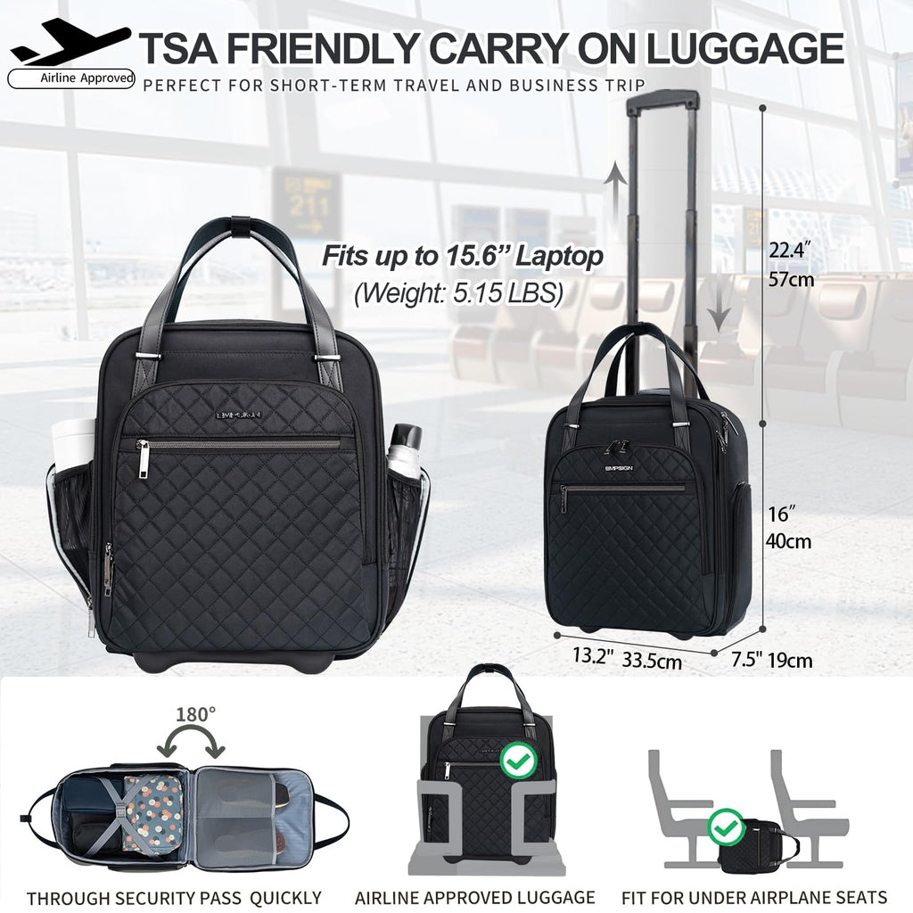 Black 16" Underseat Wheeled Bag D995