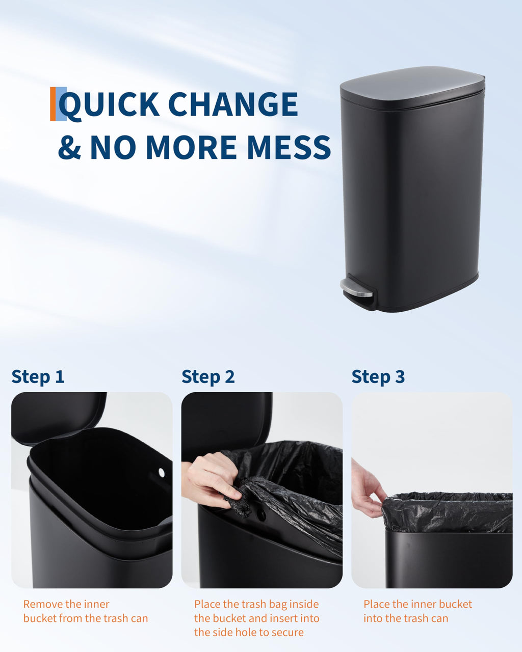 13.2 gal Slim Step Trash Can G598076