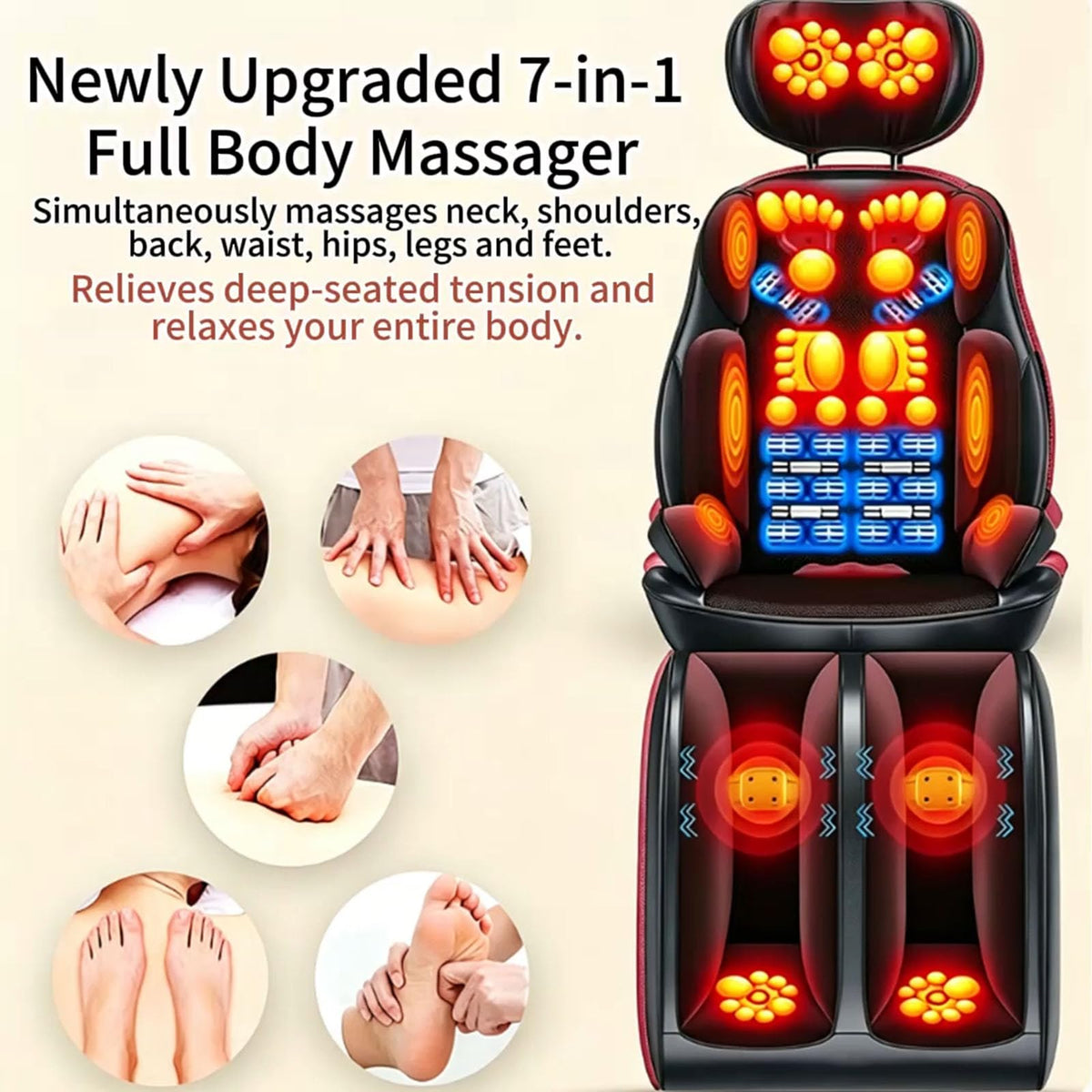 16D Electric Shiatsu Full Body Massage Mat with Foot Massager R1084