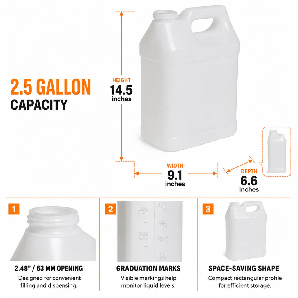 2.5 Gallon Reusable Plastic Water Jug with Lid C3114