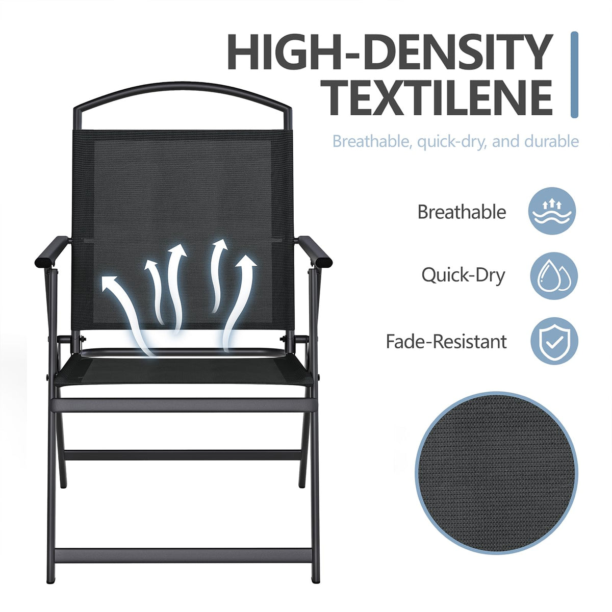 Folding Outdoor Chairs Set of 2 Black T68513