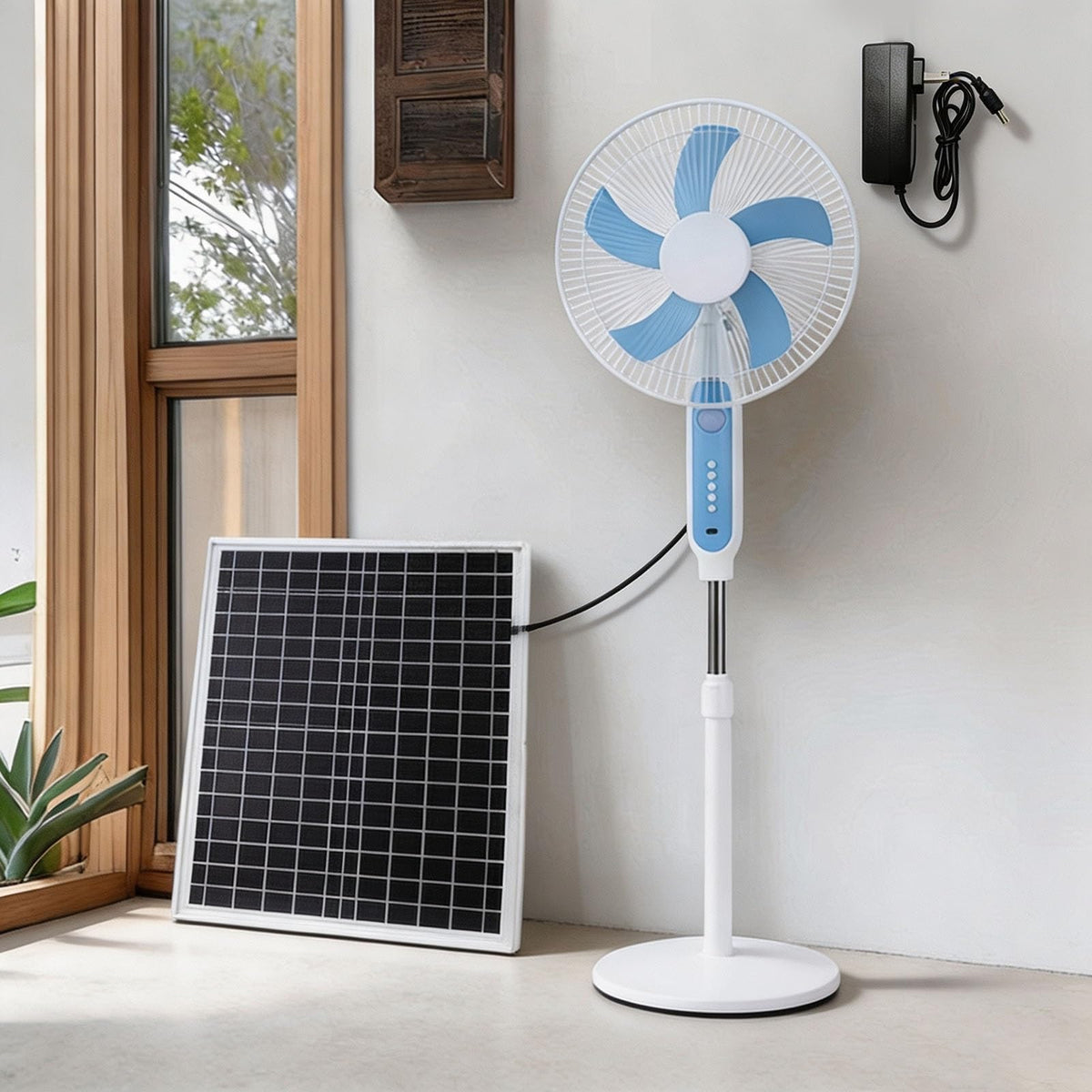 16 Inch Solar Powered Pedestal Fan with Solar Panel H25821