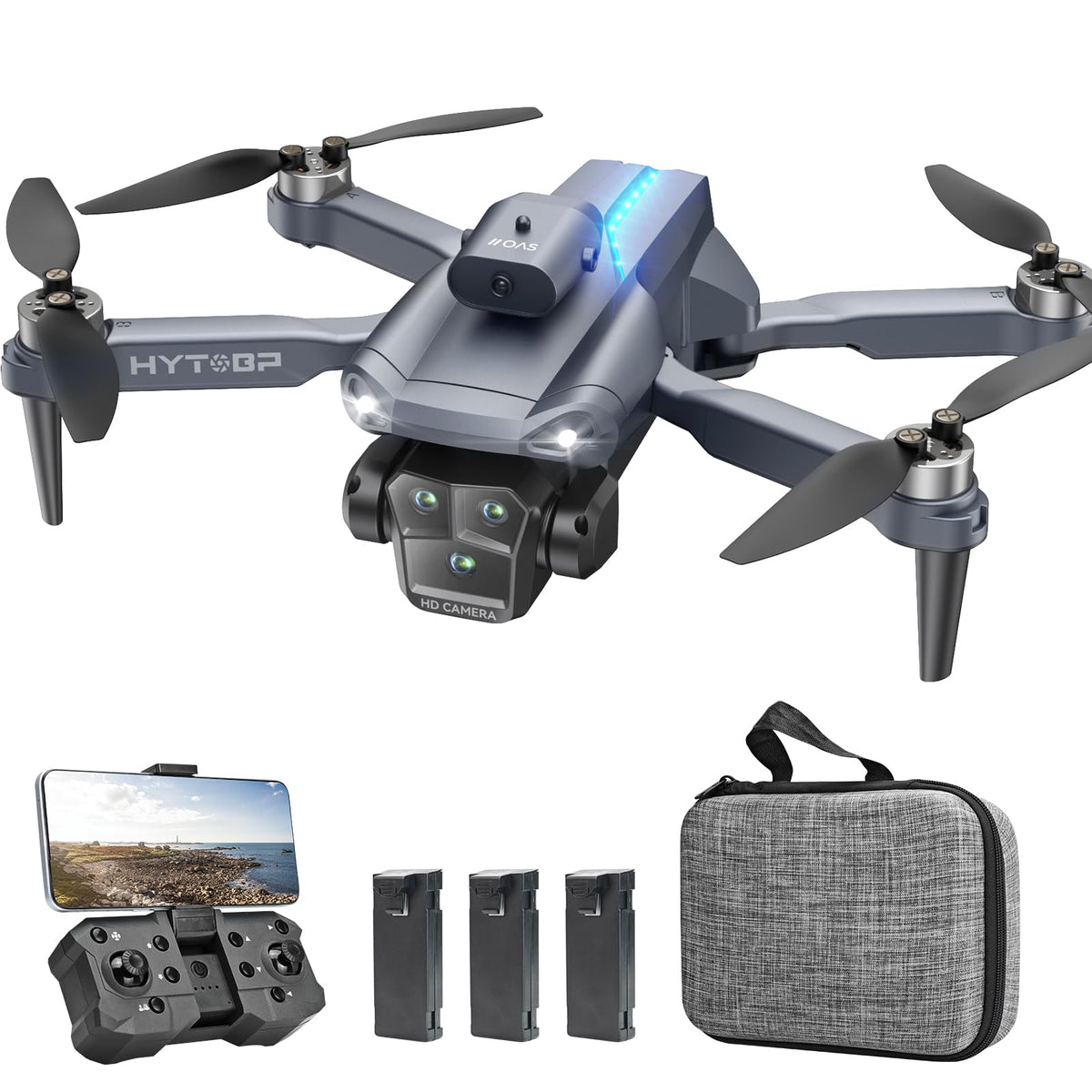 Foldable Mini Drone with Camera 1080P, 3 Batteries W207