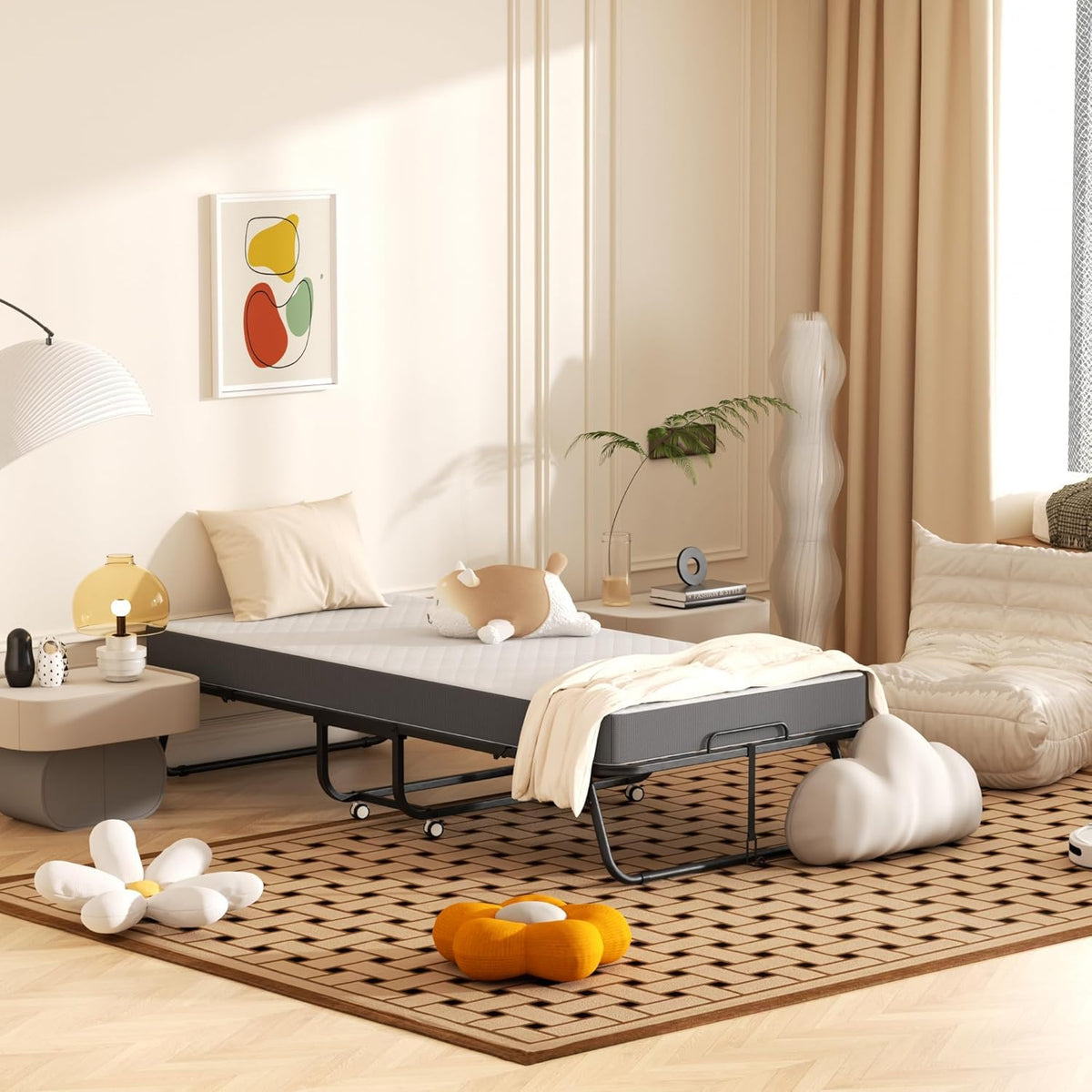 Folding Guest Bed Single Size with 5 Inch Memory Foam Mattress H60791