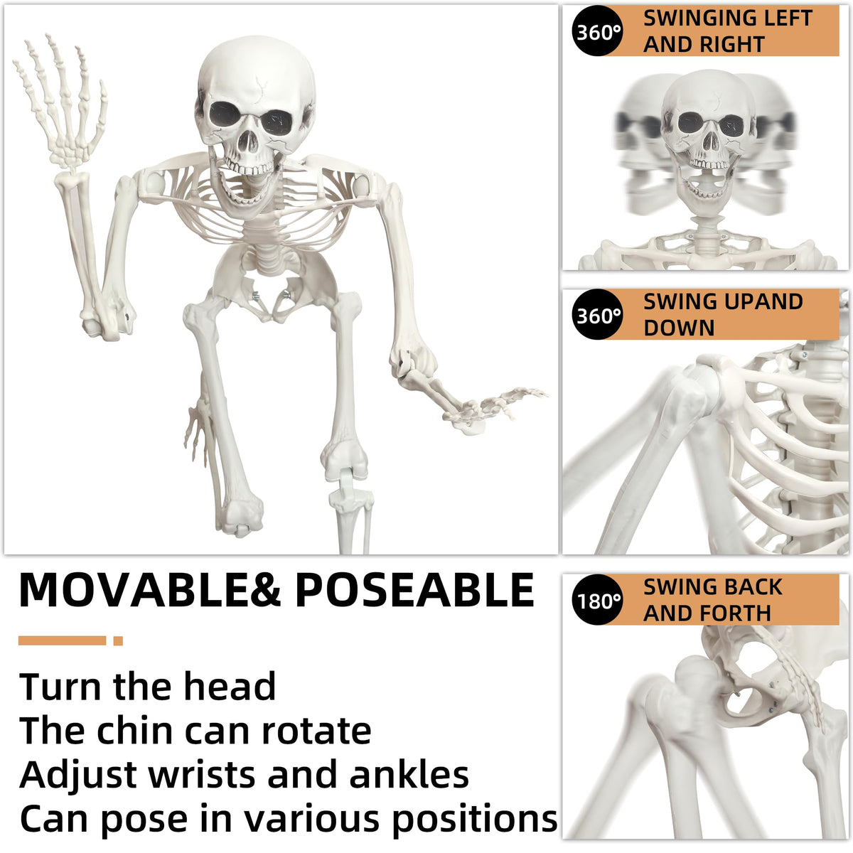 2 Pack 5.4ft Life Size Skeleton with Movable Joints Y3685