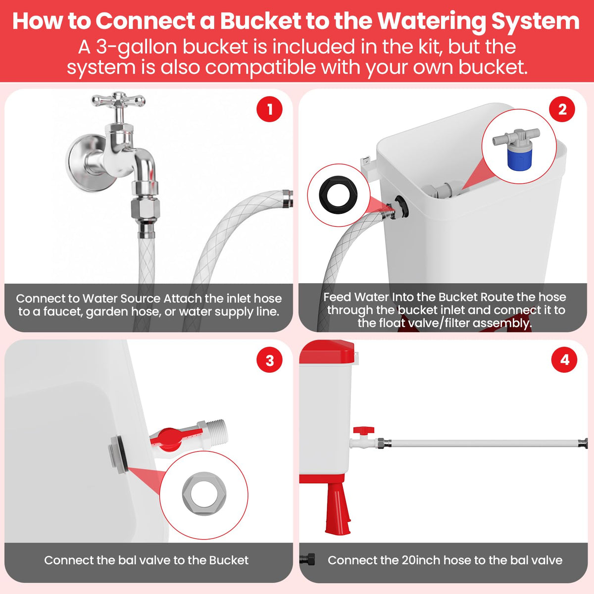 Automatic Chicken Waterer System with 8 Drinking Cups Q97036