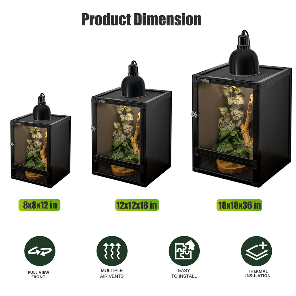 12"x12"x18" PVC Reptile Terrarium with Screen & Acrylic Doors T3807