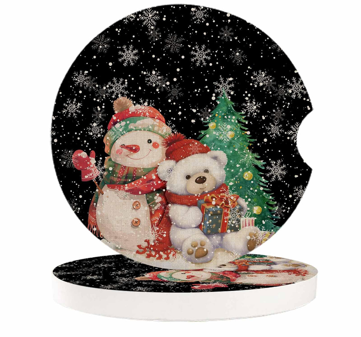 Black Ceramic Car Coasters 2 Piece Set K2434
