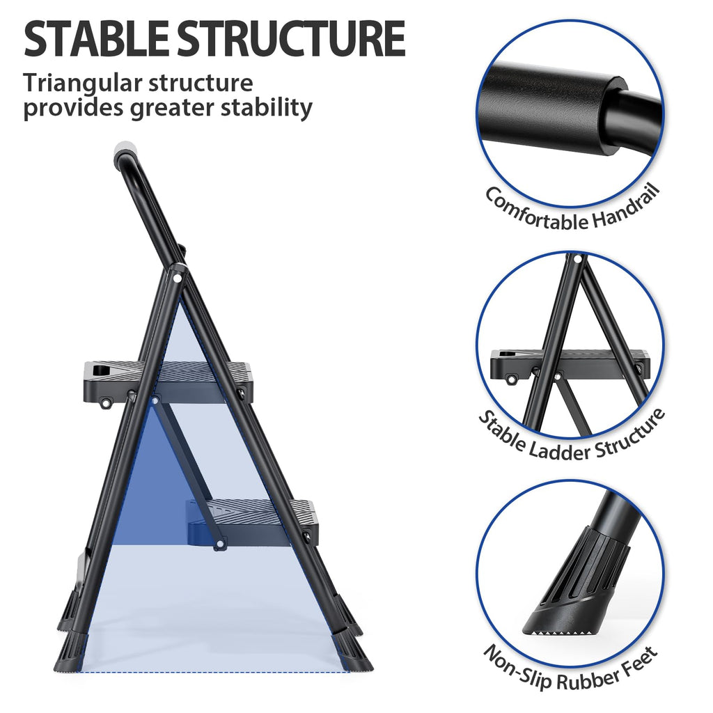 Folding 2 Step Ladder with Anti-Slip Pedals D358784