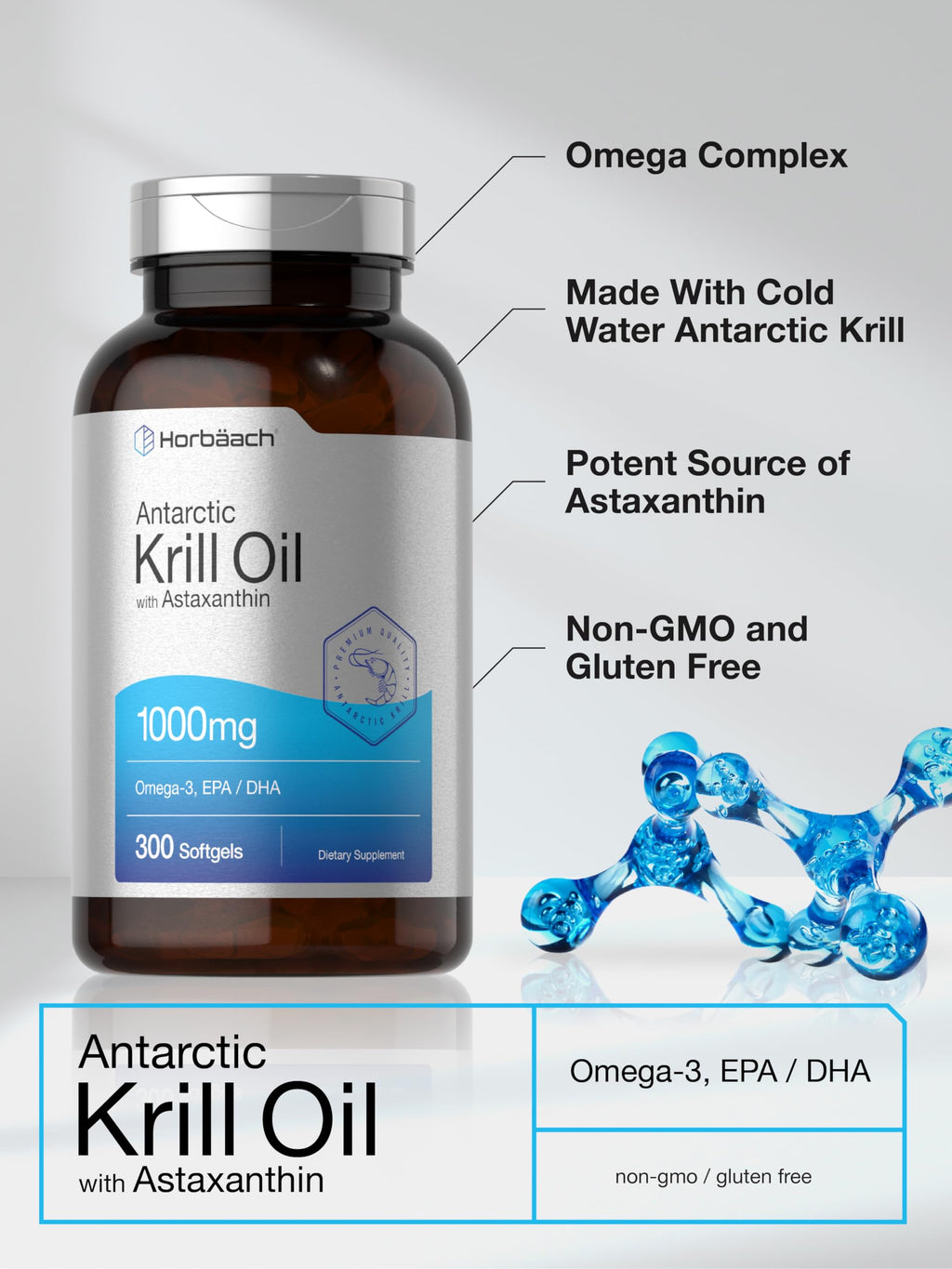 Antarctic Krill Oil 1000mg Softgels 300 Count I338