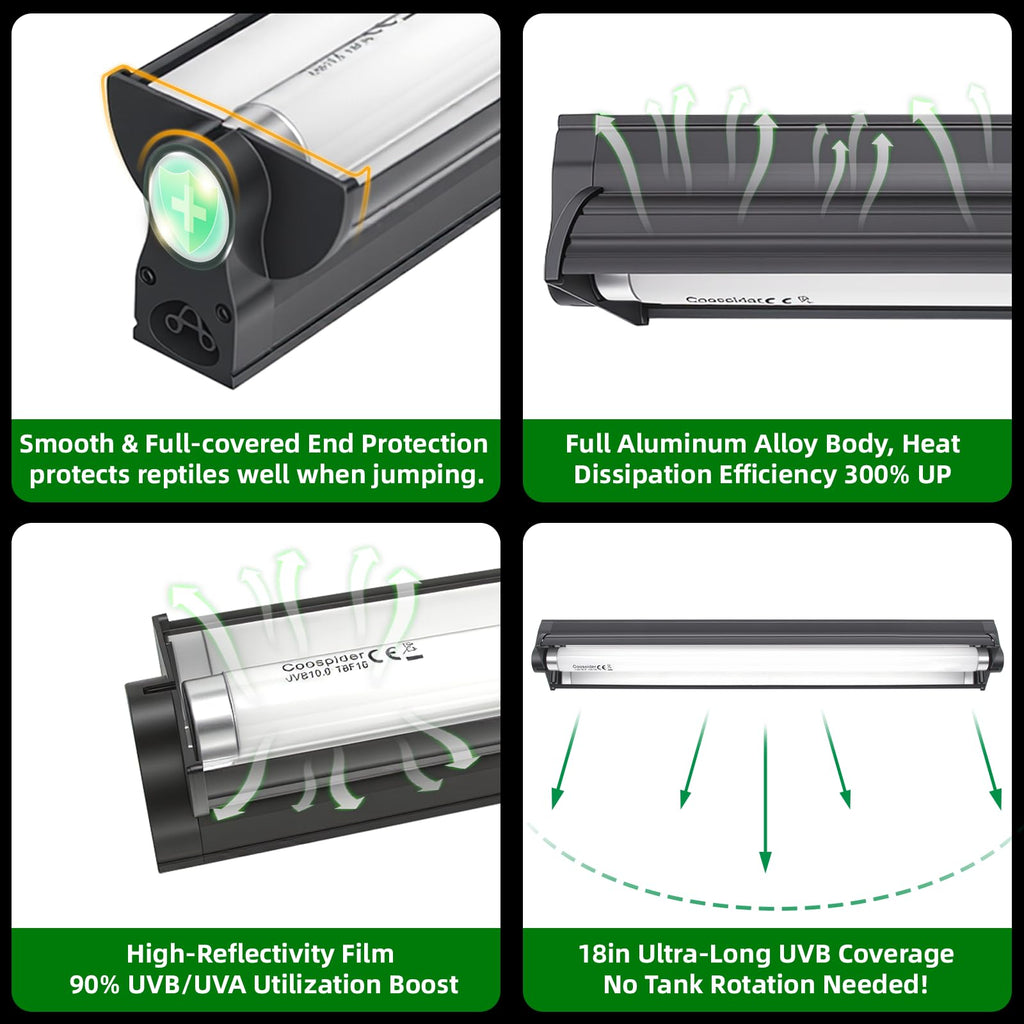 18 Inch 15 Watt UVB 10.0 Fluorescent Reptile Light Fixture Kit F217923