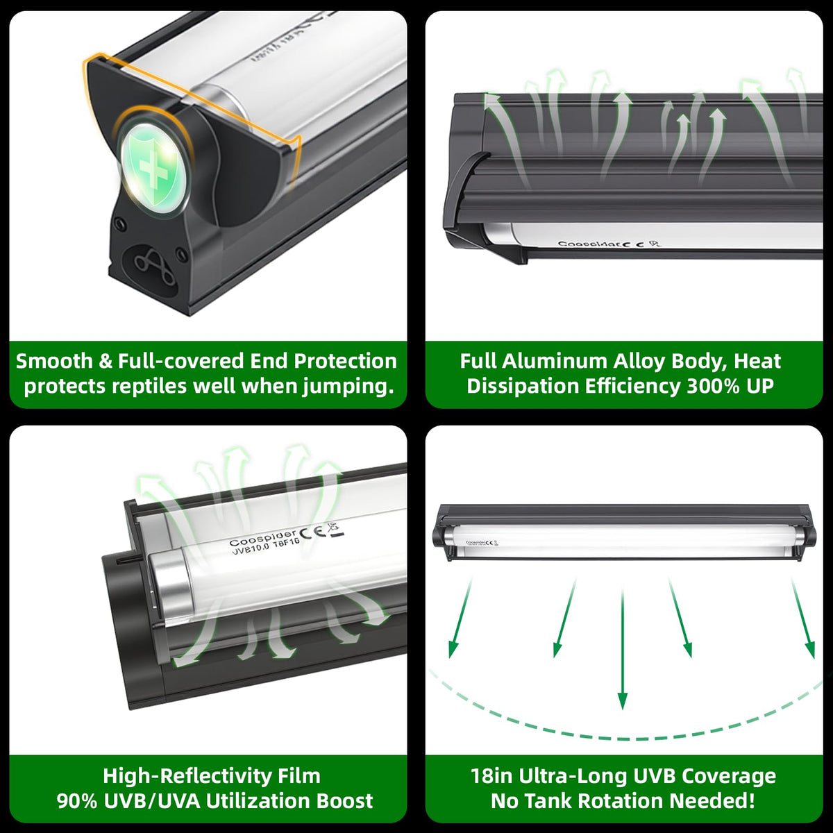 18 Inch 15 Watt UVB 10.0 Fluorescent Reptile Light Fixture Kit F217923
