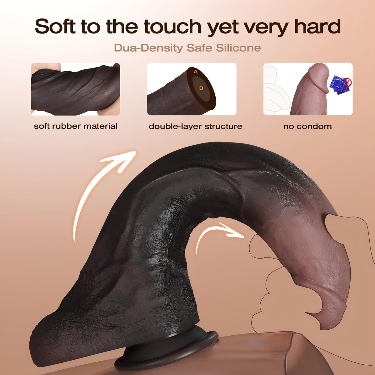 11.5 Inch Black Silicone Dildo N73679