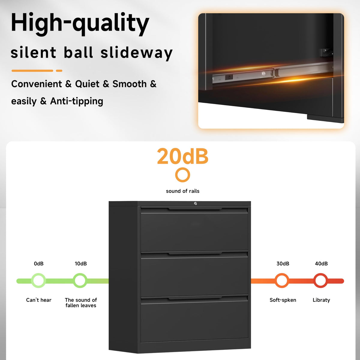 3 Drawer Metal File Cabinet with Lock D99144