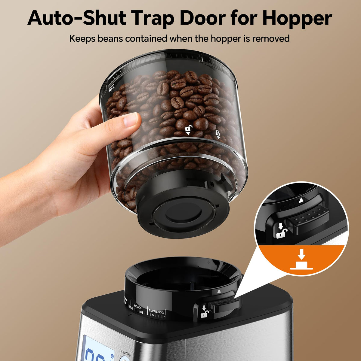 Conical Burr Coffee Grinder, 51 Grind Settings, 1-12 Cups, Stainless Steel M1673