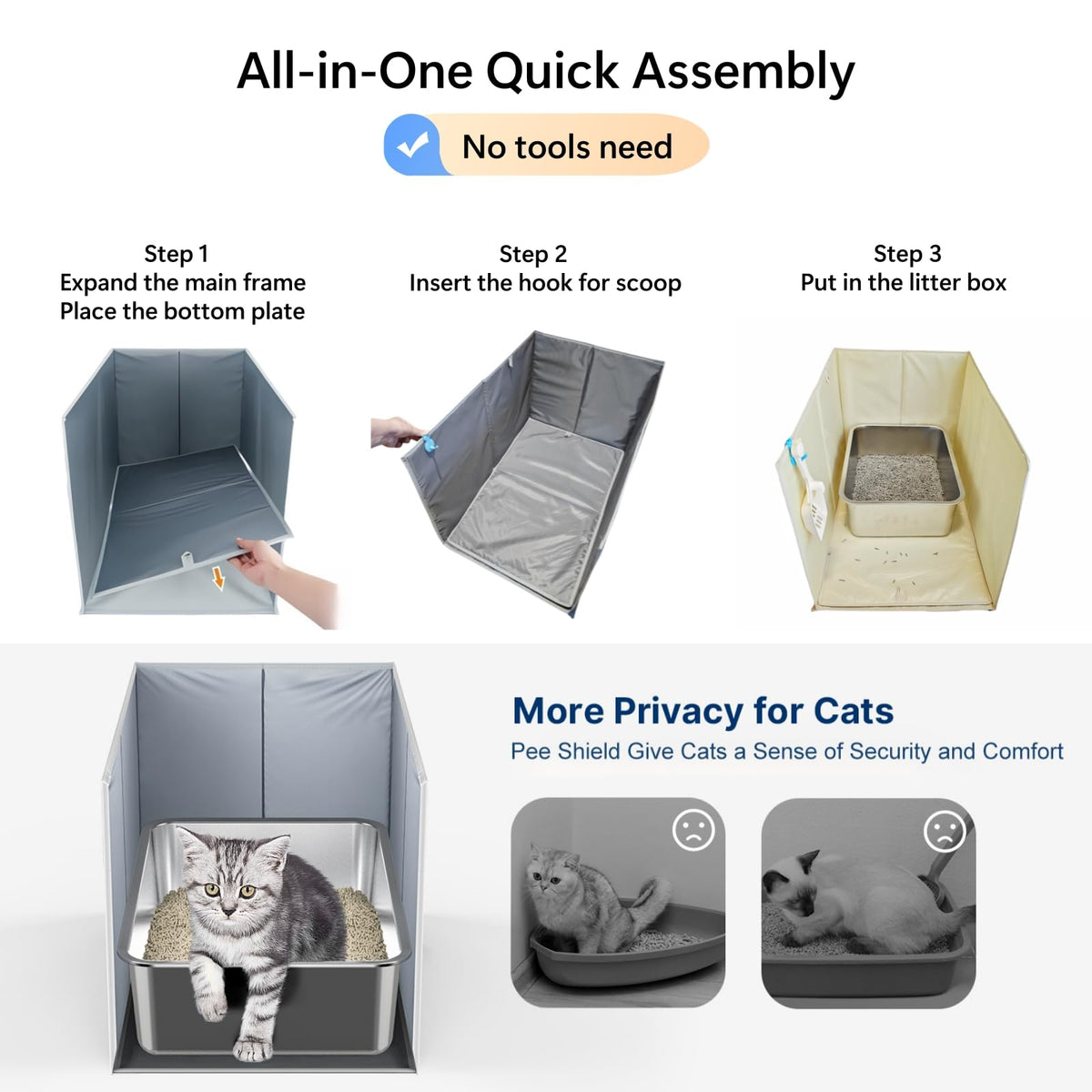 Extra Large Open Top High Sided Cat Litter Box Enclosure T935741