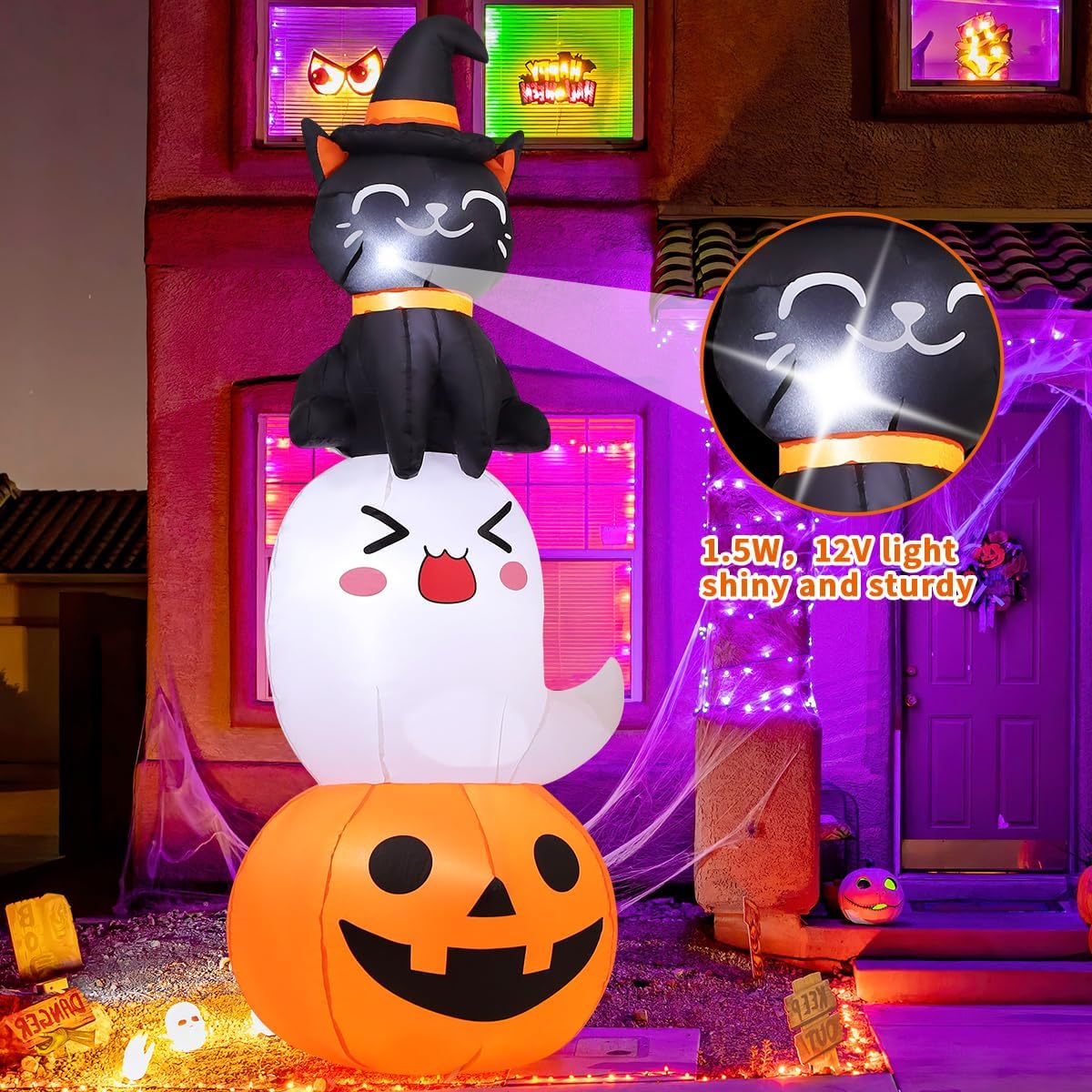 6 FT Halloween Inflatables Pumpkin Ghost Cat Outdoor Decorations P91482