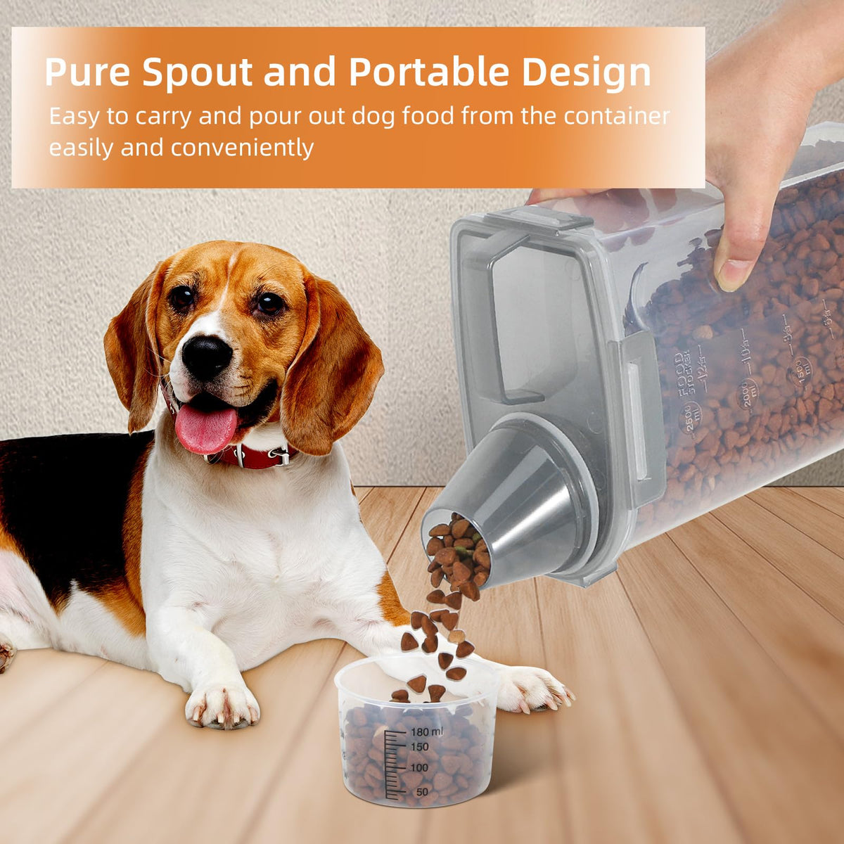 3-5Lbs/3Qt Plastic Pet Food Storage Container with Foldable Bowl G1105