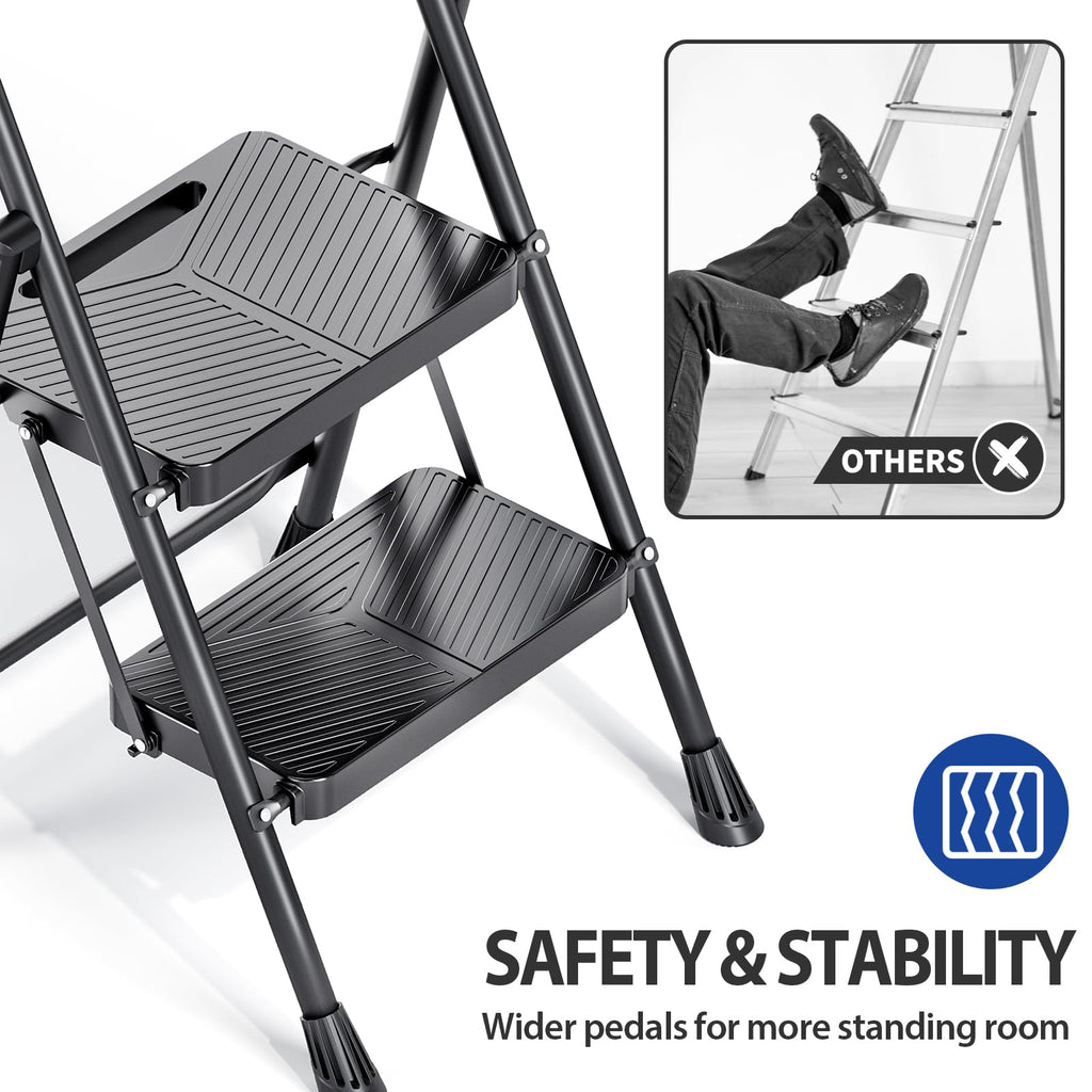 Folding 2 Step Ladder with Anti-Slip Pedals D358784