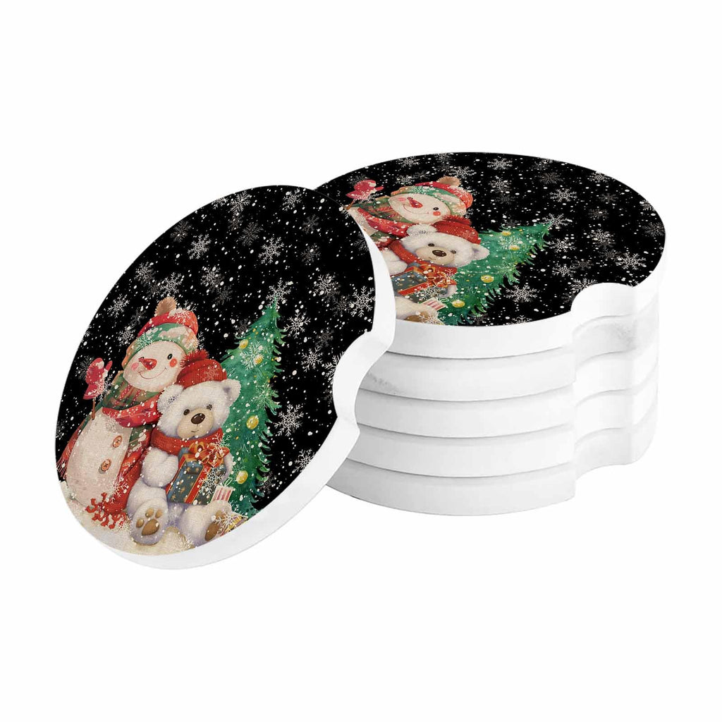 Black Ceramic Car Coasters 2 Piece Set K2434