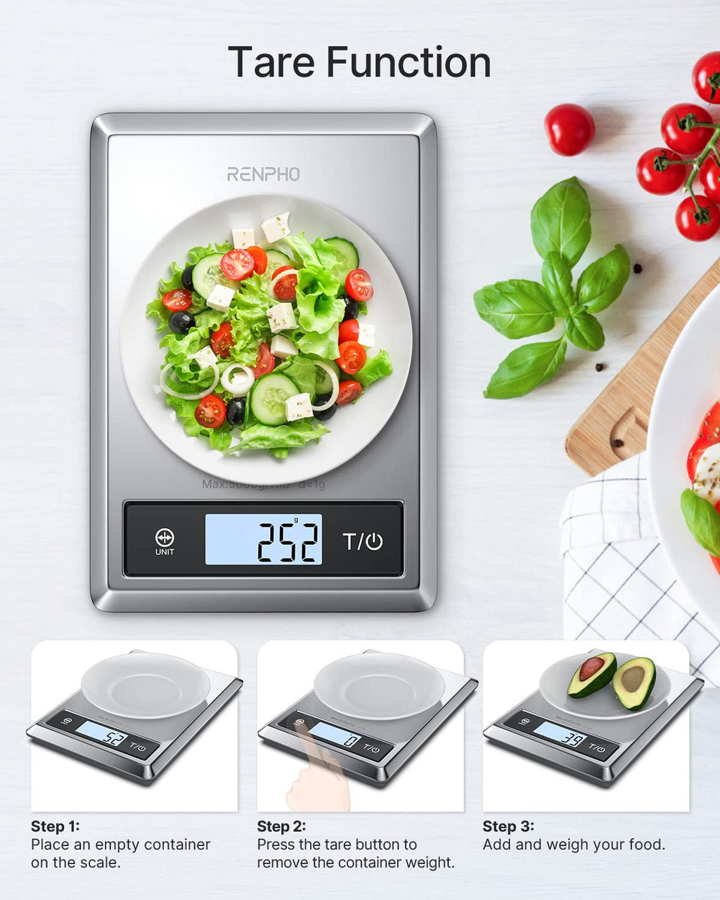 Digital Food Scale and Smart Body Weight Scale with LED Display U872712