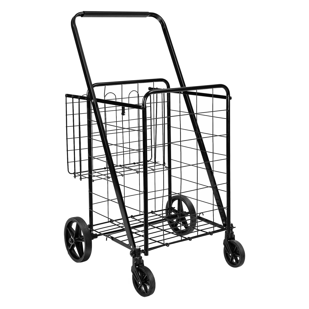 Foldable Utility Cart with 360-Degree Wheels, X-Large, Black Q26046