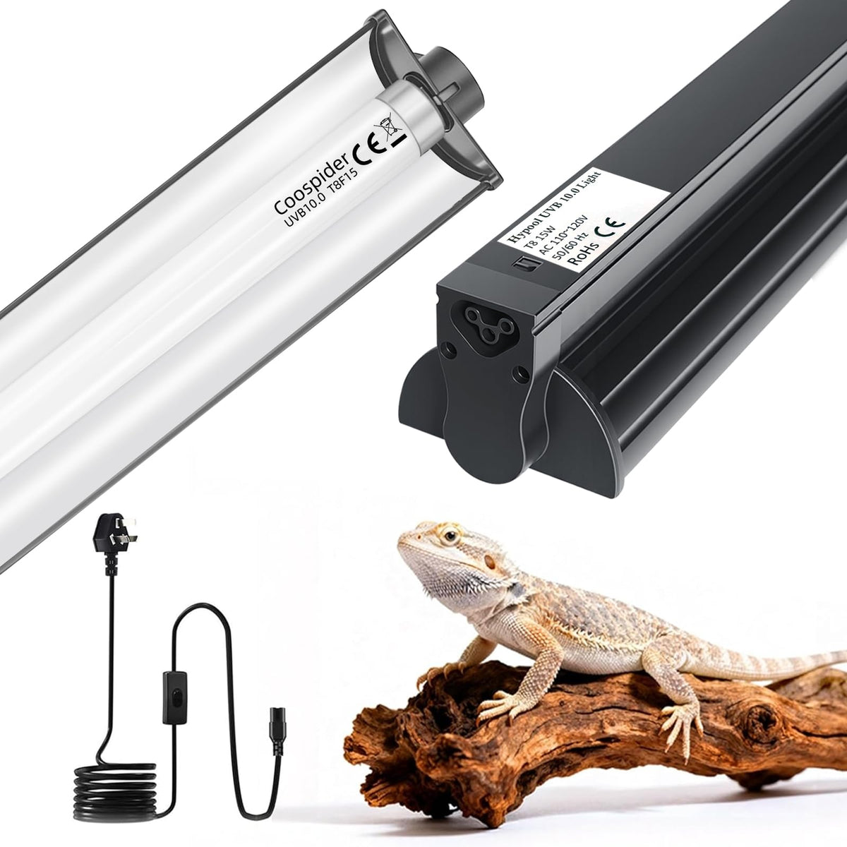 18 Inch 15 Watt UVB 10.0 Fluorescent Reptile Light Fixture Kit F217923