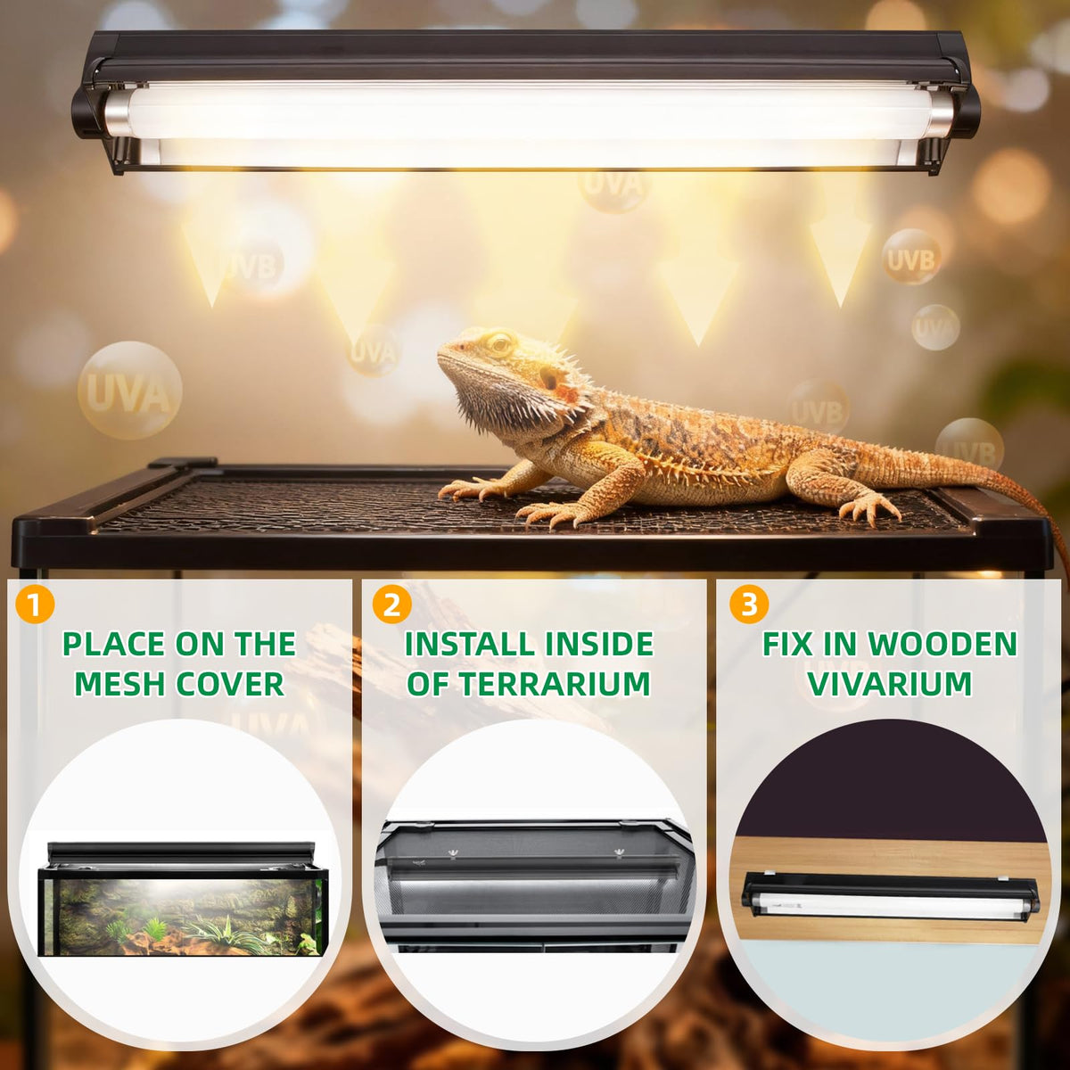18 Inch 15 Watt UVB 10.0 Fluorescent Reptile Light Fixture Kit F217923