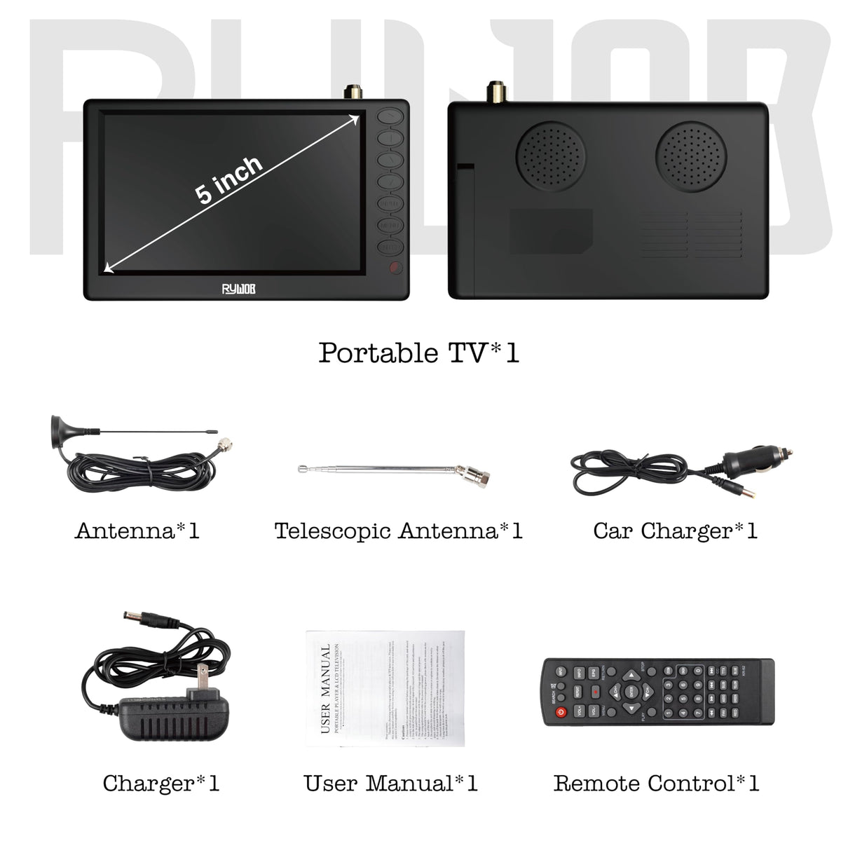 5" Portable Digital ATSC TV with Stand L4004