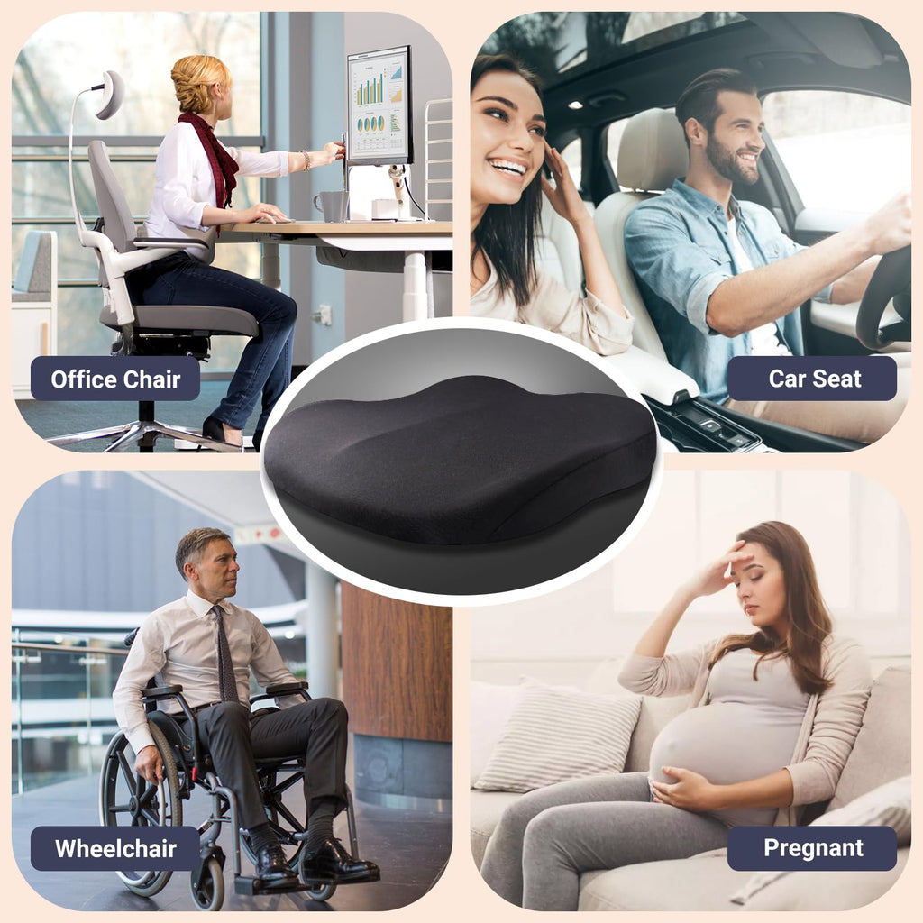 Black Memory Foam Car Seat Cushion J64737