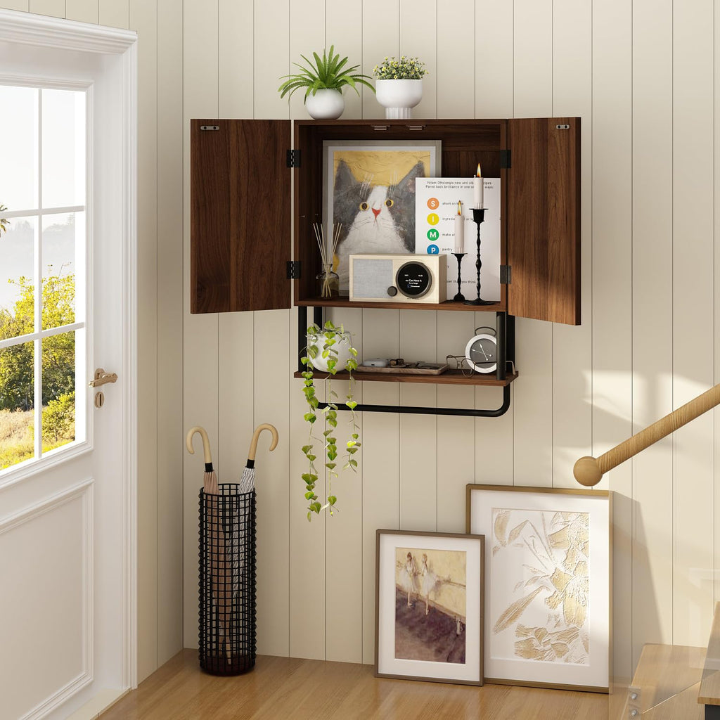 Fluted 2 Doors 3-Tier Bathroom Wall Cabinet I9072