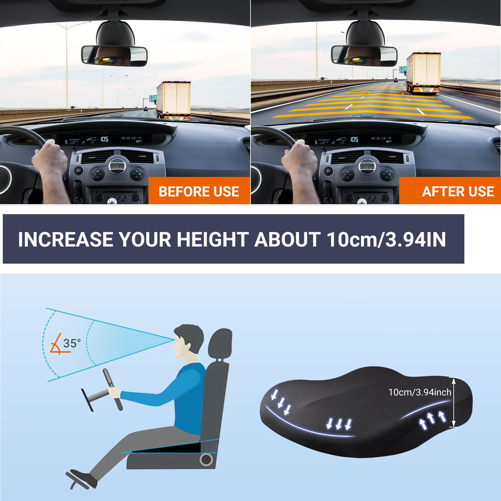Black Memory Foam Car Seat Cushion J64737