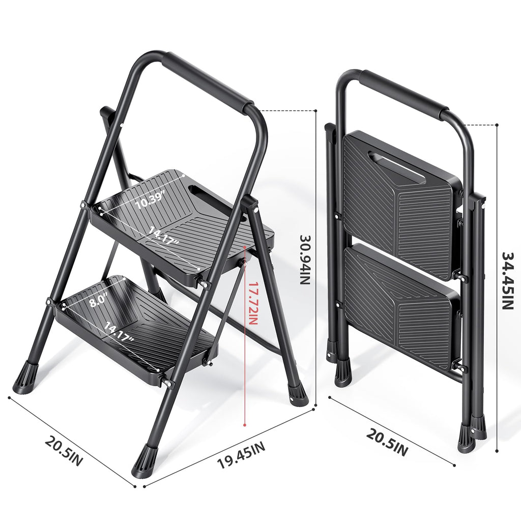 Folding 2 Step Ladder with Anti-Slip Pedals D358784