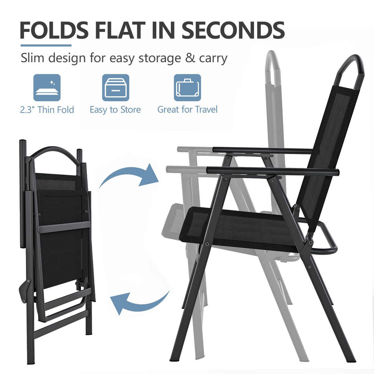 Folding Outdoor Chairs Set of 2 Black T68513