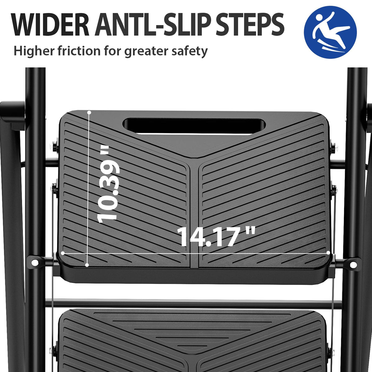 Folding 2 Step Ladder with Anti-Slip Pedals D358784