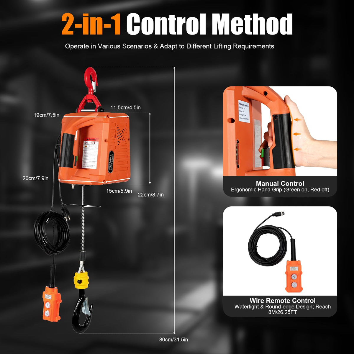 3 in 1 Electric Hoist Winch 2200LBS 38FT 110V O659045