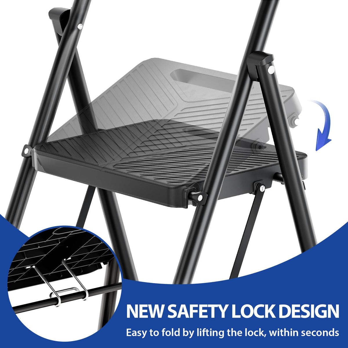 Folding 2 Step Ladder with Anti-Slip Pedals D358784