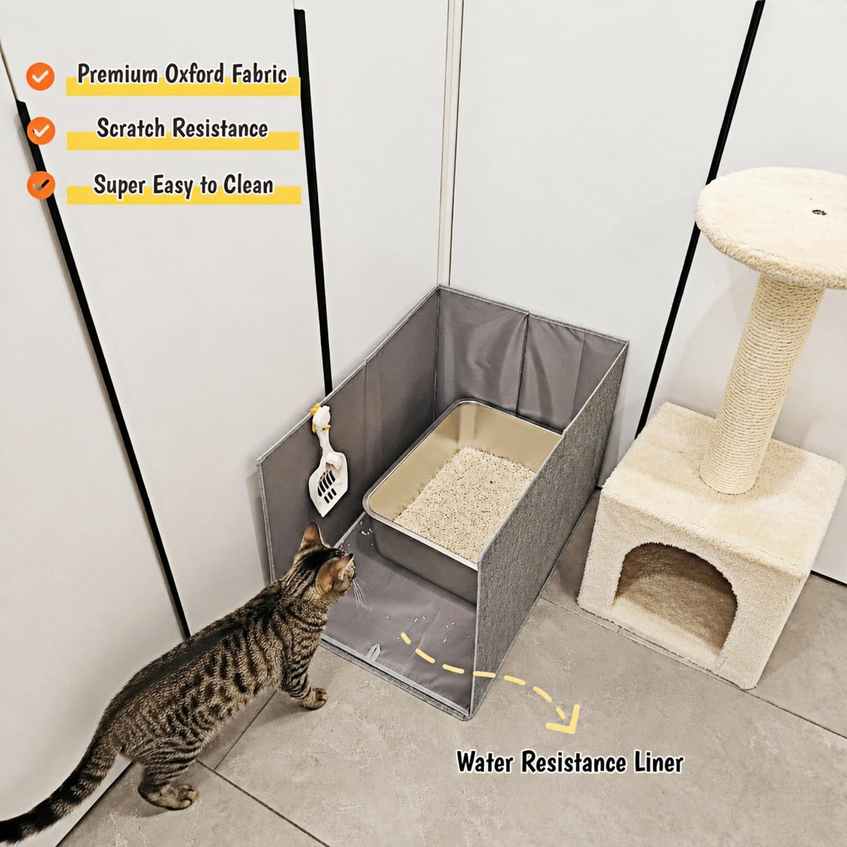 Extra Large Open Top High Sided Cat Litter Box Enclosure T935741