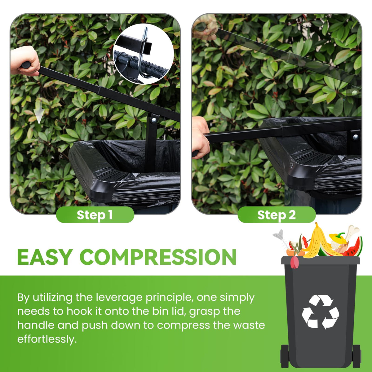 Manual Trash Compactor with Adjustable Handle N993