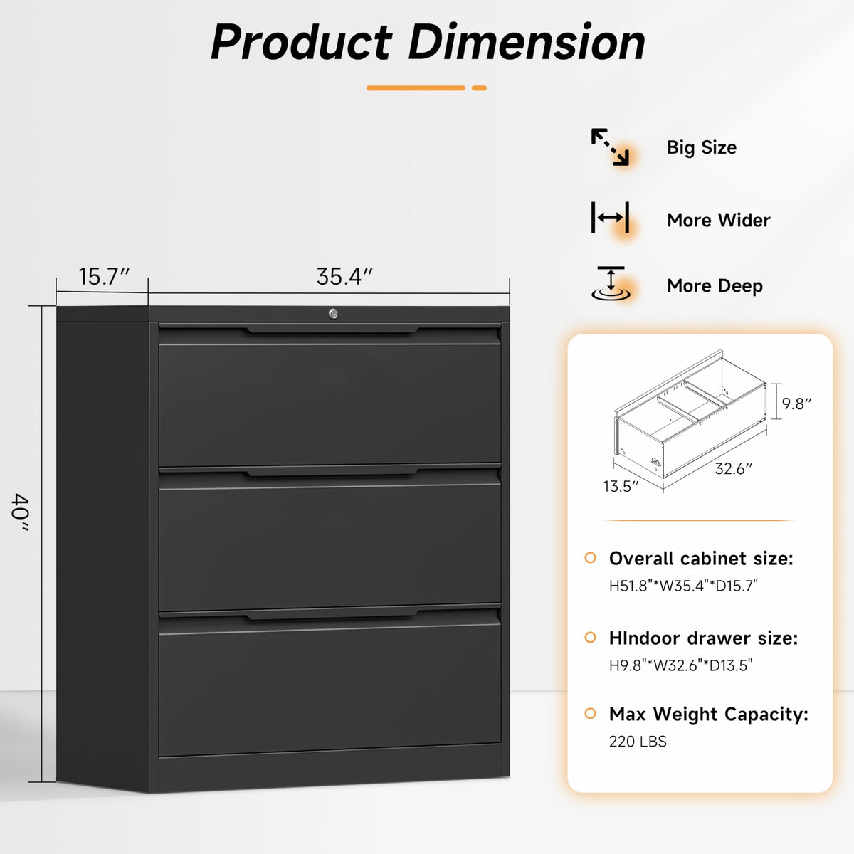 3 Drawer Metal File Cabinet with Lock D99144
