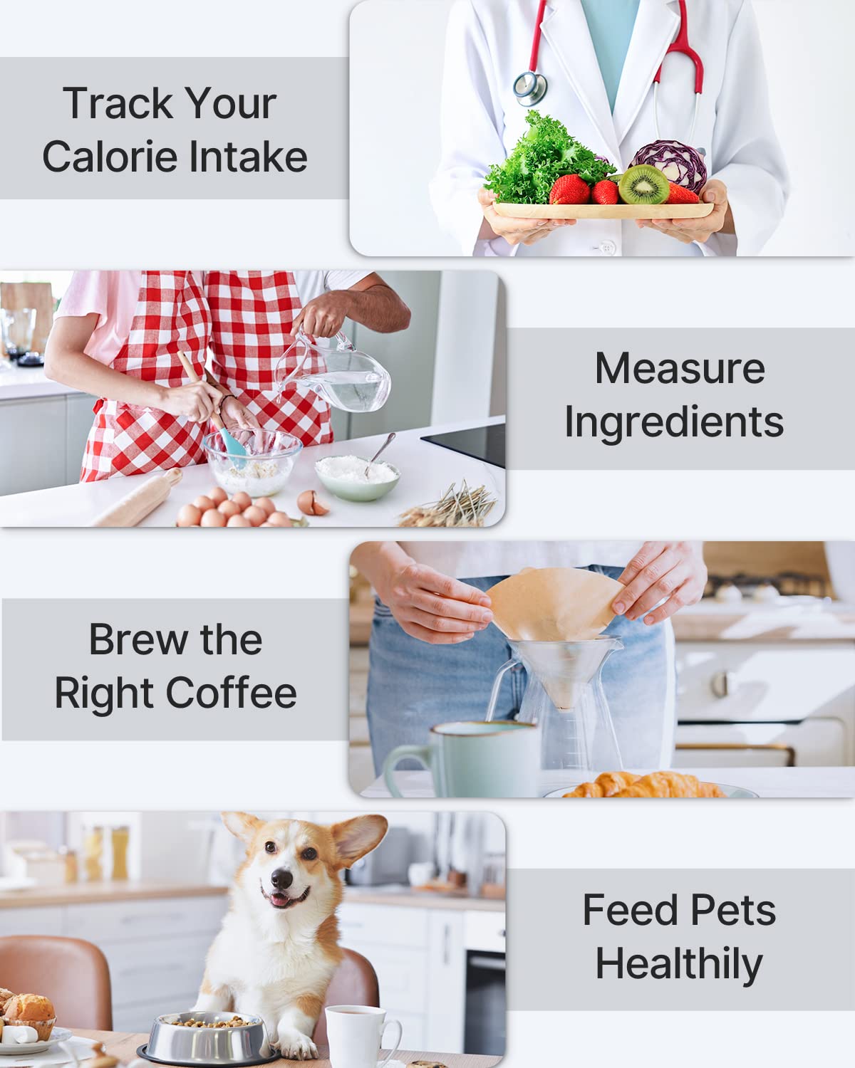 Digital Food Scale and Smart Body Weight Scale with LED Display U872712