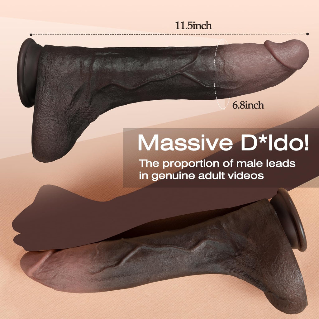 11.5 Inch Black Silicone Dildo N73679