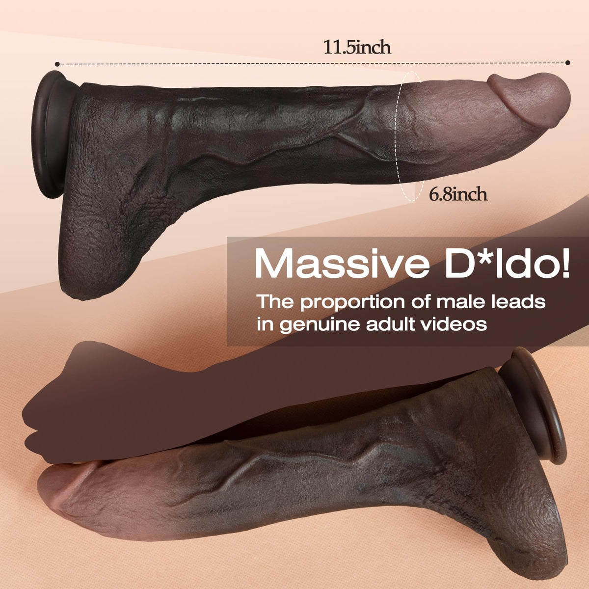 11.5 Inch Black Silicone Dildo N73679