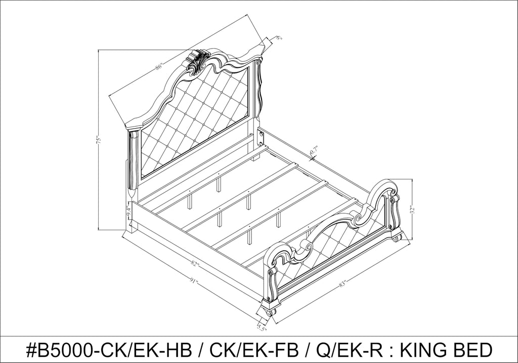 86" Eastern King Platform Wood Bed Frame W964554
