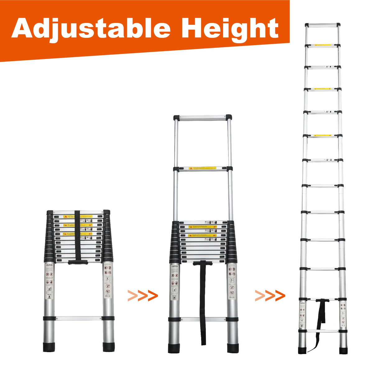 12.5FT Aluminum Telescoping Ladder 300 lbs Q448