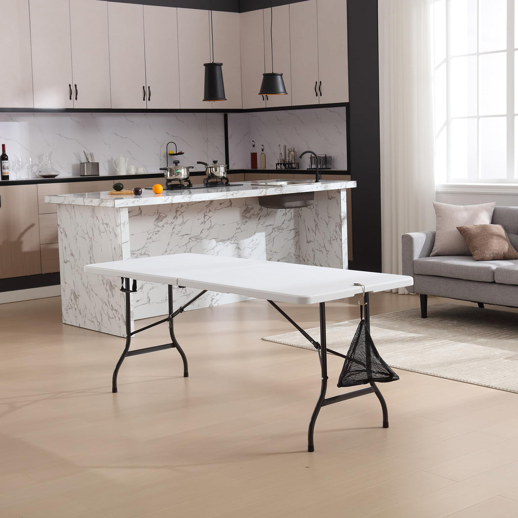 6Ft White Folding Picnic Table N118963